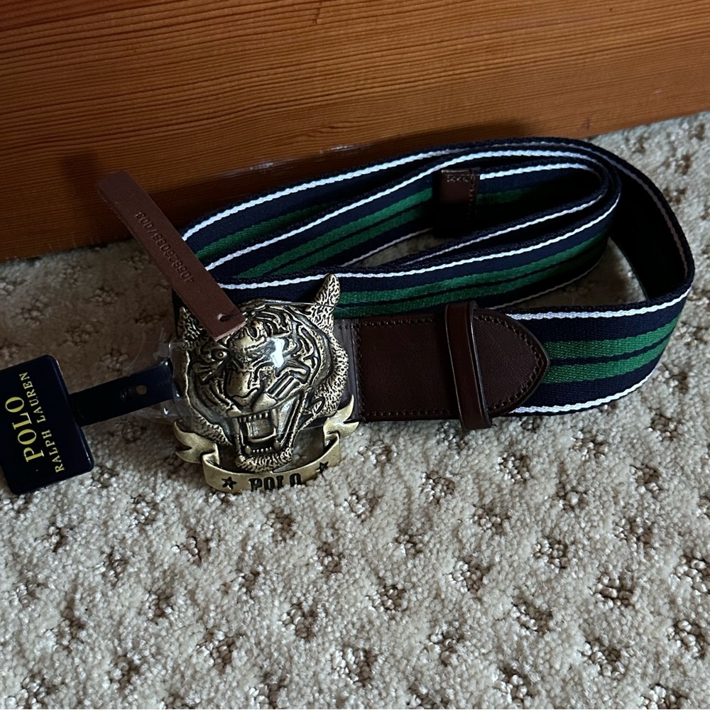BNWT Polo Ralph Lauren Striped Tiger-Buckle & Belt Size 34
